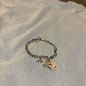 Silver Charm Bracelet with Heart and Initial